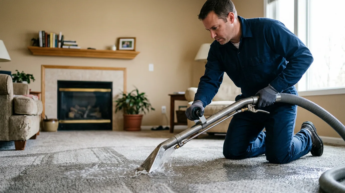 Water damage restoration technician working near Evington, VA